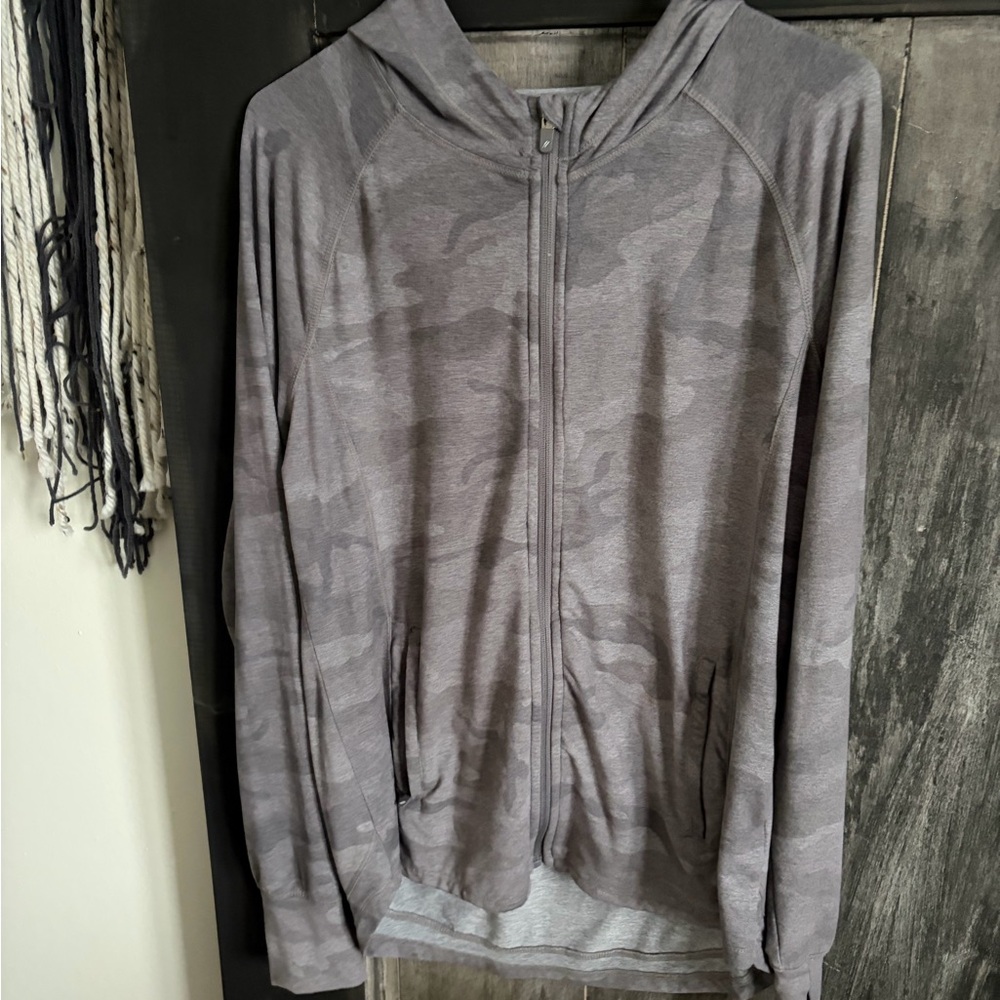 Gray Camo Zip-Up Hoodie - Women